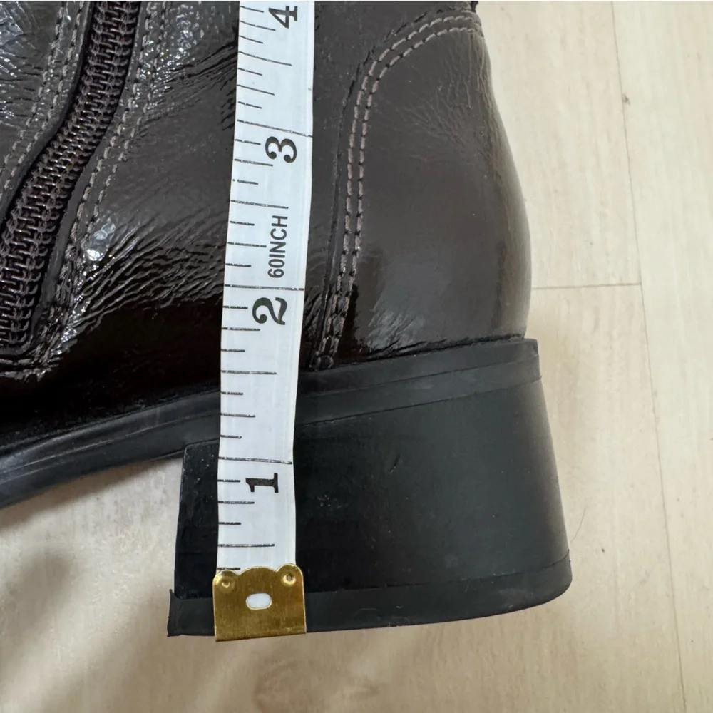 La CANADIENNE Laney Knee Boots Women's 6.5 Patent Dark Brown Waterproof Leather